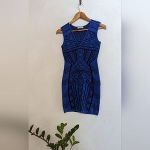 Cobalt Art Deco Sweater Dress